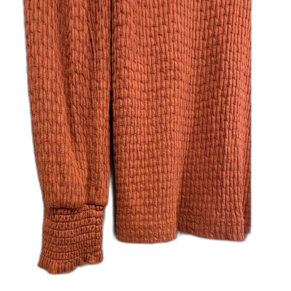 Ann Taylor & Loft Bundle - Navy Plaid Blazer & Burnt Orange Waffle Knit Top - SM - Picture 4 of 8